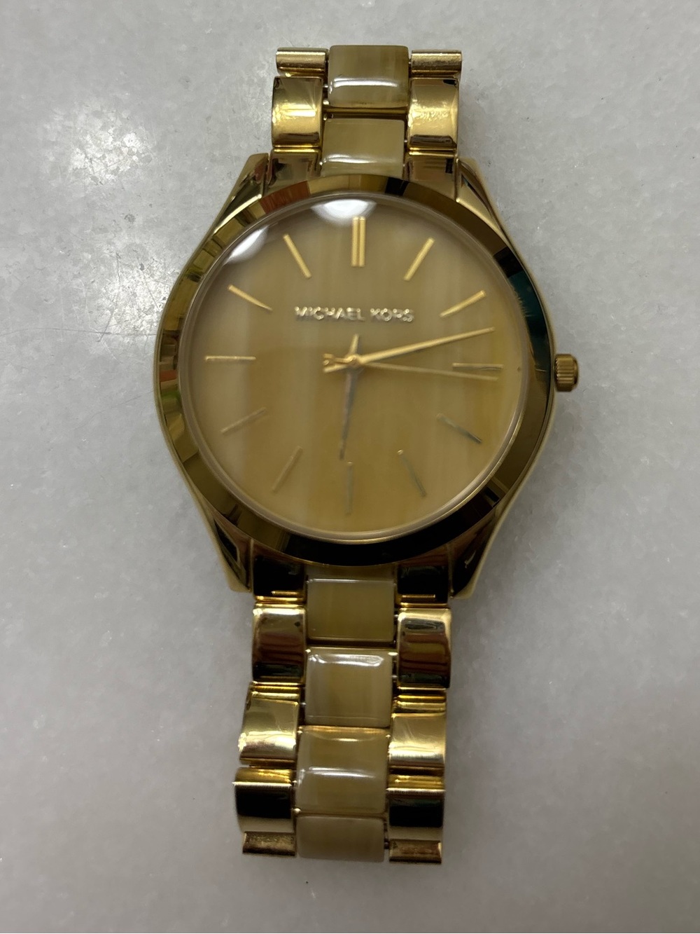 Michael Kors Women's Gold and Cream Wood Pattern Bracelet Watch